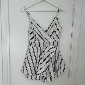 Striped Black and White Sleeveless Romper